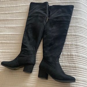 Black thigh high boots